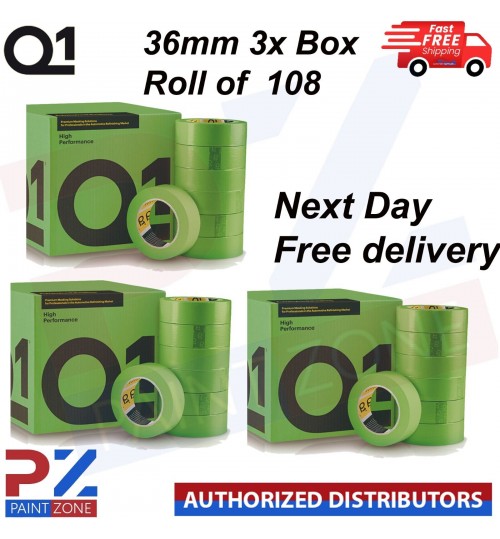 3X Q1 High Performance Green MASKING TAPE PREMIUM AUTOMOTIVE 36mm x 50mm